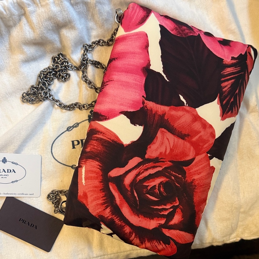 Prada Red and Black Floral Clutch - Picture 4 of 6